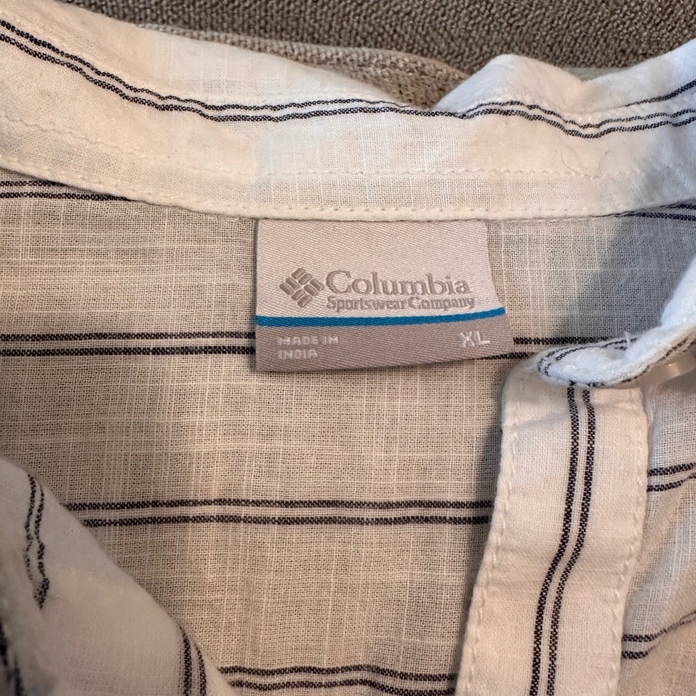 Columbia Women's Sleeveless Button Down Shirt White/Black Stripes 100% Cotton - Picture 5 of 10